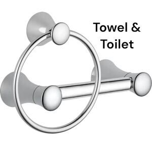 Delta Lahara Chrome‎ Towel Ring & Toilet Paper Roll Open Box 73846 and 73850